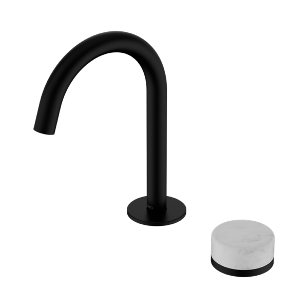 Nero Serenity Progressive Basin Mixer Arc Spout w/ Carrara Handle - Design 10