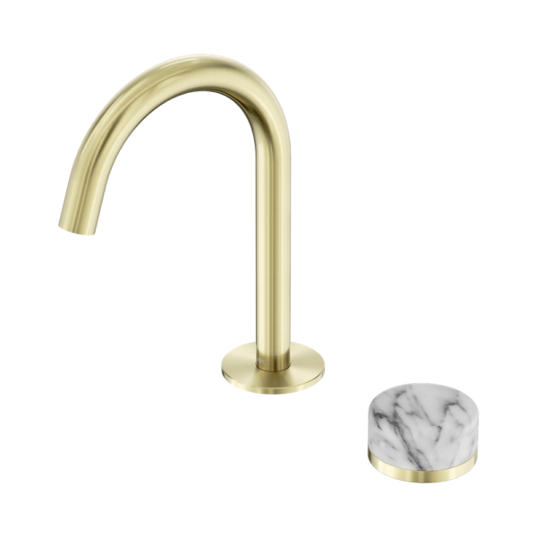 Nero Serenity Progressive Basin Mixer Arc Spout w/ Arabescato Corchia Handle - Design 10