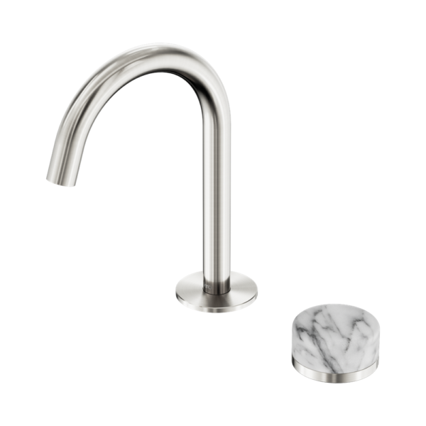 Nero Serenity Progressive Basin Mixer Arc Spout w/ Arabescato Corchia Handle - Design 10