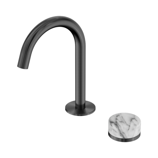 Nero Serenity Progressive Basin Mixer Arc Spout w/ Arabescato Corchia Handle - Design 10