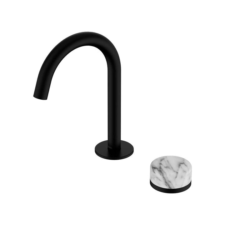 Nero Serenity Progressive Basin Mixer Arc Spout w/ Arabescato Corchia Handle