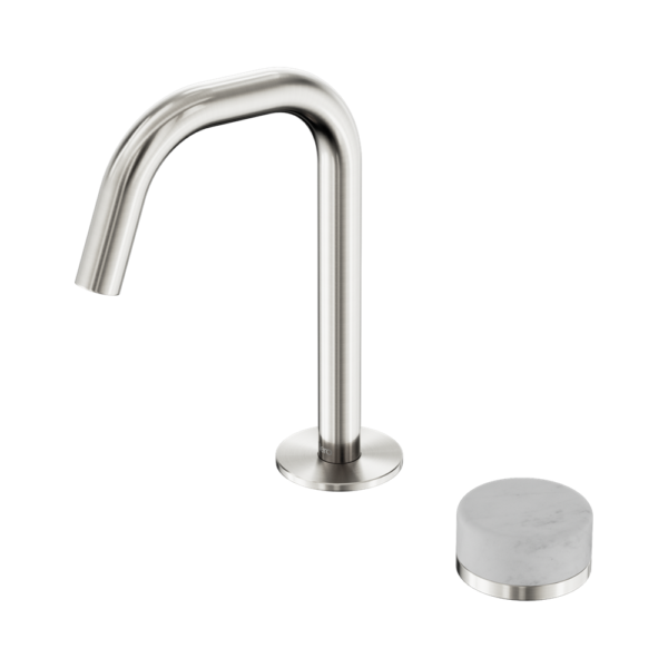Nero Serenity Progressive Basin Mixer Edge Spout + Carrara Handle - Design 10
