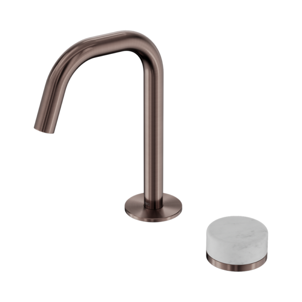Nero Serenity Progressive Basin Mixer Edge Spout + Carrara Handle - Design 10