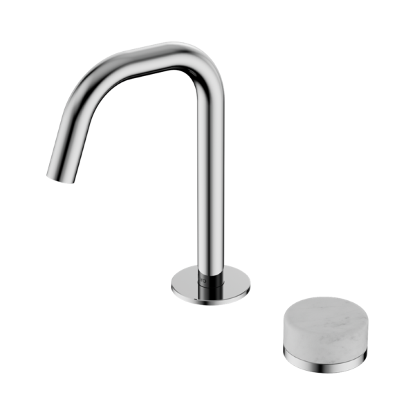 Nero Serenity Progressive Basin Mixer Edge Spout + Carrara Handle - Design 10