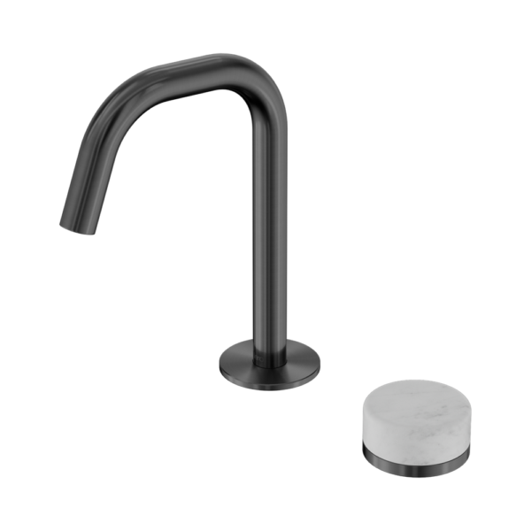 Nero Serenity Progressive Basin Mixer Edge Spout + Carrara Handle - Design 10
