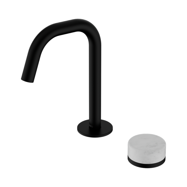 Nero Serenity Progressive Basin Mixer Edge Spout + Carrara Handle - Design 10