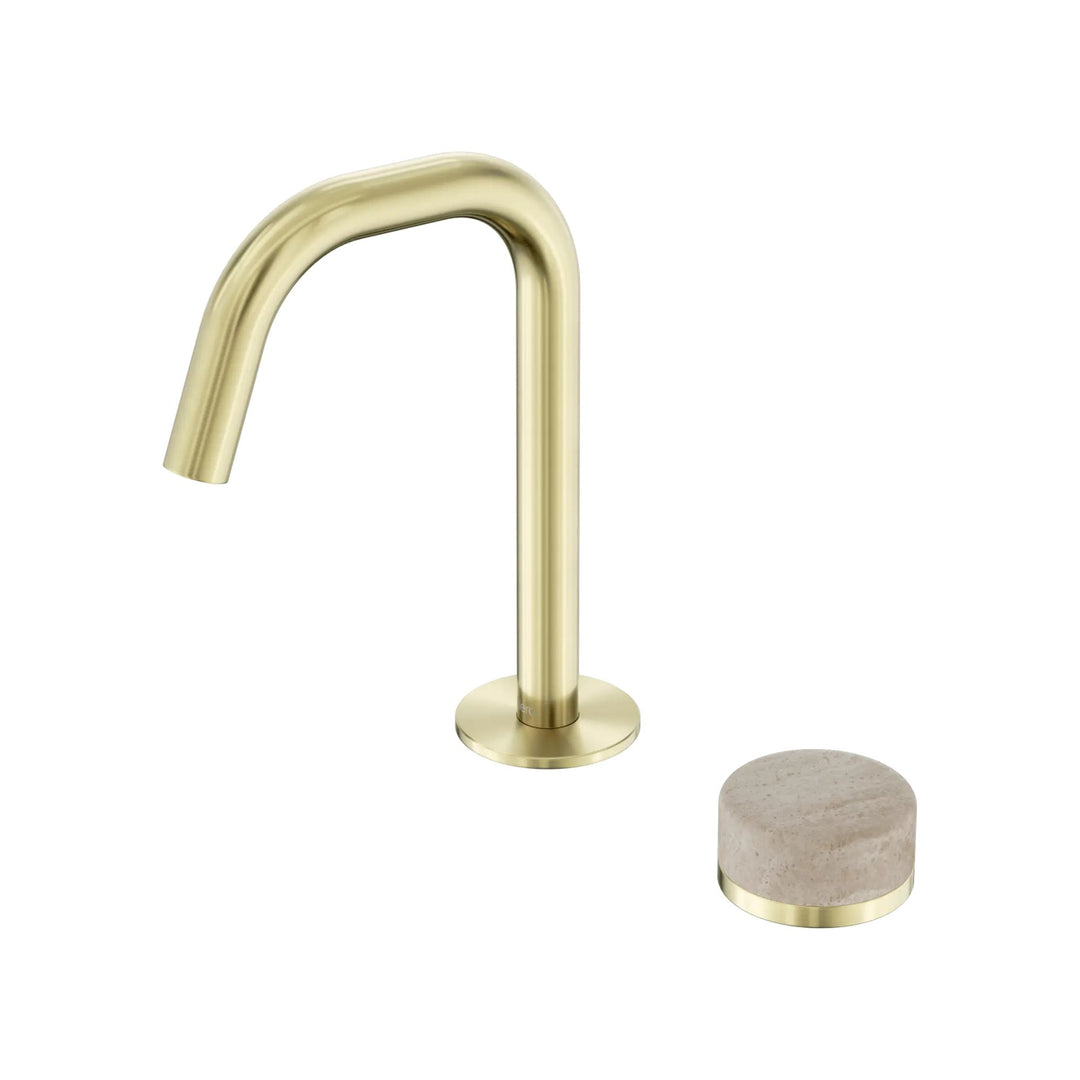 Nero Serenity Progressive Basin Mixer Edge Spout + Rome Travertine Handle