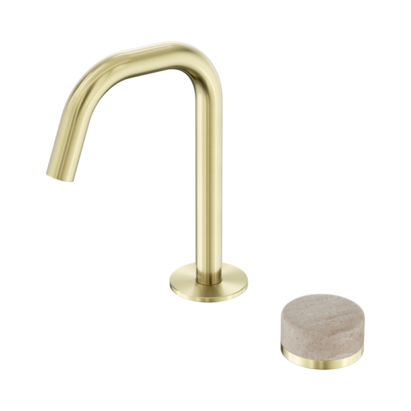 Nero Serenity Progressive Basin Mixer Edge Spout + Rome Travertine Handle - Design 10