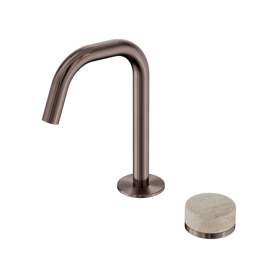 Nero Serenity Progressive Basin Mixer Edge Spout + Rome Travertine Handle