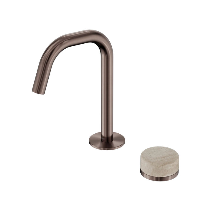Nero Serenity Progressive Basin Mixer Edge Spout + Rome Travertine Handle