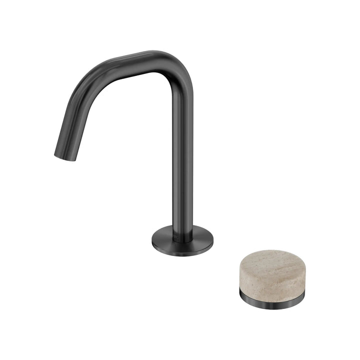 Nero Serenity Progressive Basin Mixer Edge Spout + Rome Travertine Handle