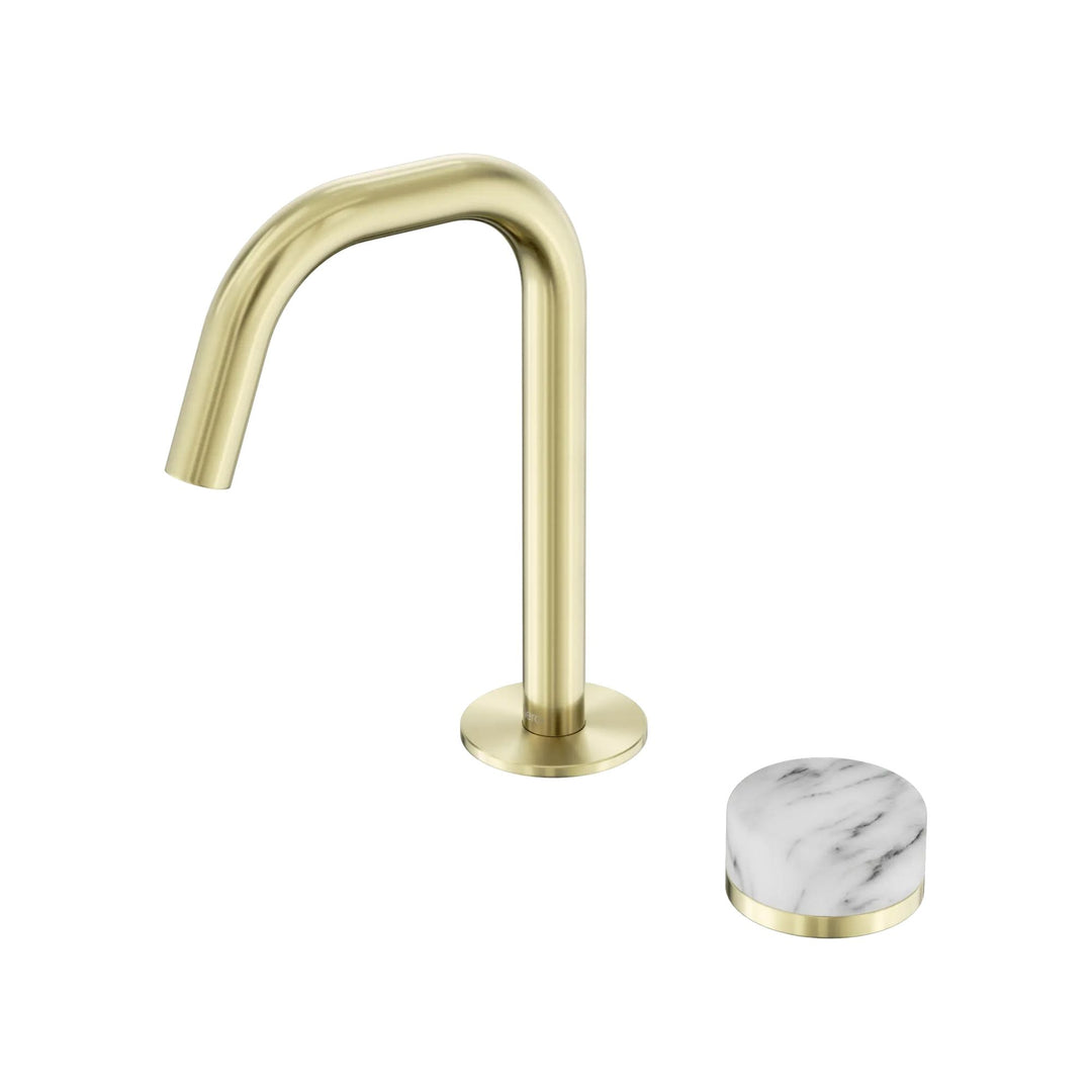 Nero Serenity Progressive Basin Mixer Edge Spout + Arabescato Corchia Handle