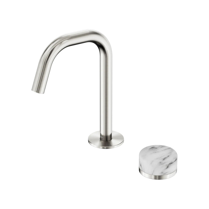 Nero Serenity Progressive Basin Mixer Edge Spout + Arabescato Corchia Handle