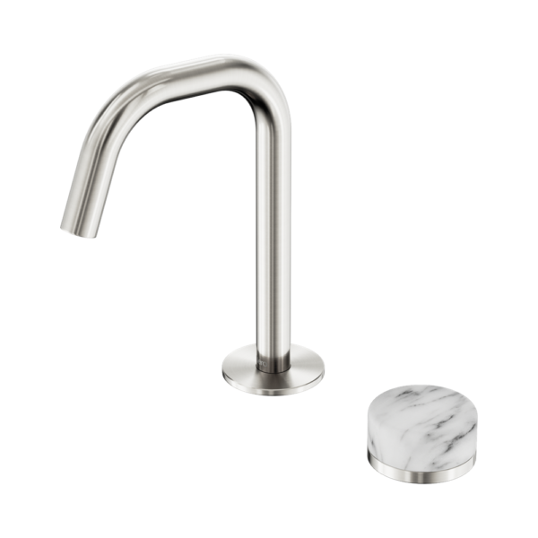 Nero Serenity Progressive Basin Mixer Edge Spout + Arabescato Corchia Handle - Design 10