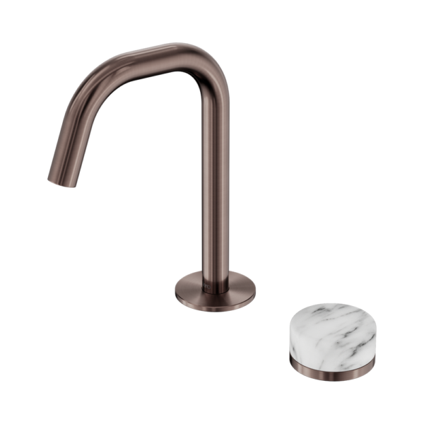 Nero Serenity Progressive Basin Mixer Edge Spout + Arabescato Corchia Handle - Design 10