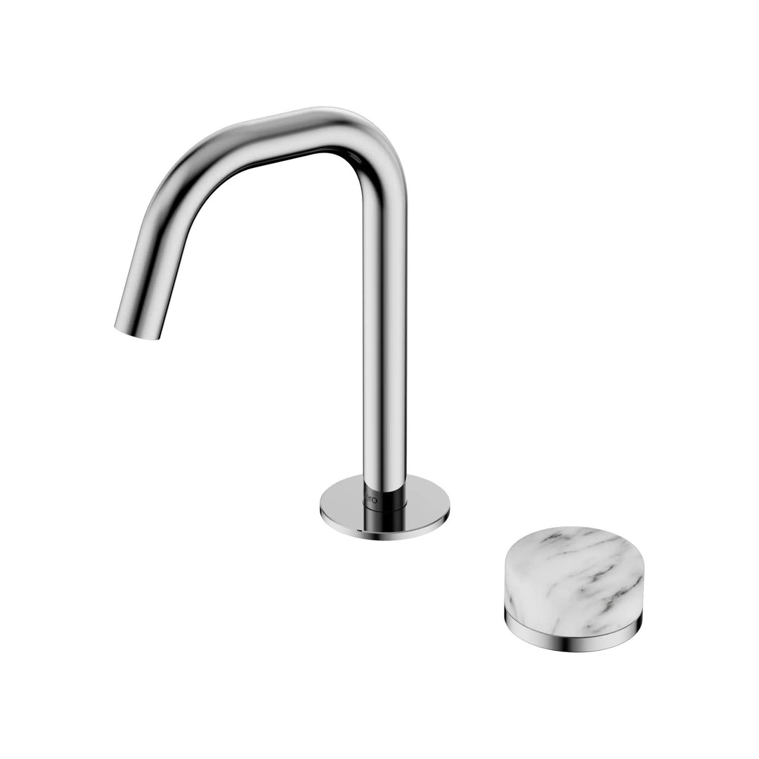 Nero Serenity Progressive Basin Mixer Edge Spout + Arabescato Corchia Handle