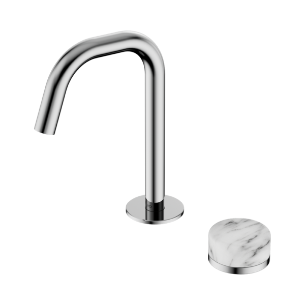 Nero Serenity Progressive Basin Mixer Edge Spout + Arabescato Corchia Handle - Design 10
