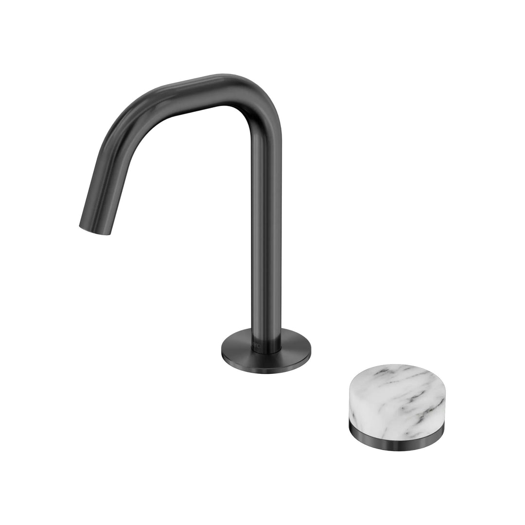 Nero Serenity Progressive Basin Mixer Edge Spout + Arabescato Corchia Handle