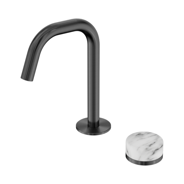 Nero Serenity Progressive Basin Mixer Edge Spout + Arabescato Corchia Handle - Design 10