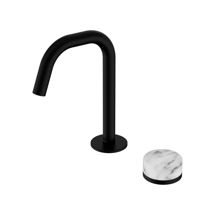 Nero Serenity Progressive Basin Mixer Edge Spout + Arabescato Corchia Handle