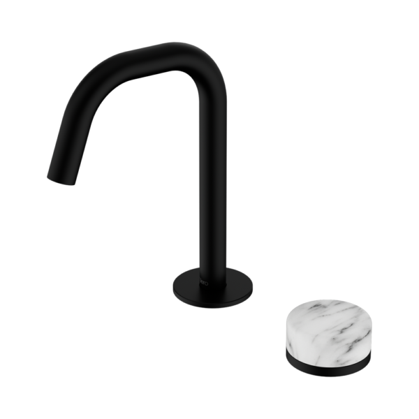 Nero Serenity Progressive Basin Mixer Edge Spout + Arabescato Corchia Handle - Design 10