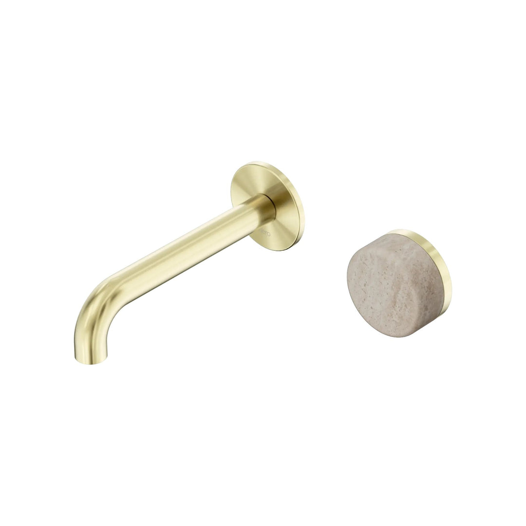 Nero Serenity Progressive Wall Basin Mixer 160mm Spout + Rome Travertine Handle