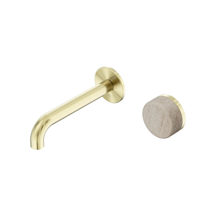Nero Serenity Progressive Wall Basin Mixer 160mm Spout + Rome Travertine Handle