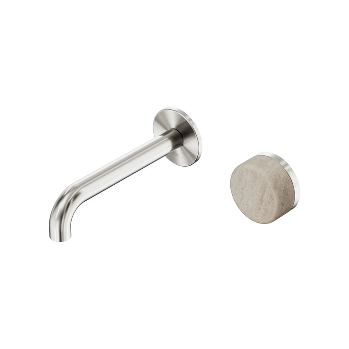 Nero Serenity Progressive Wall Basin Mixer 160mm Spout + Rome Travertine Handle