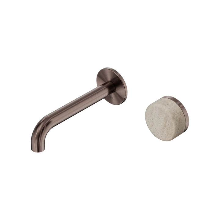 Nero Serenity Progressive Wall Basin Mixer 160mm Spout + Rome Travertine Handle
