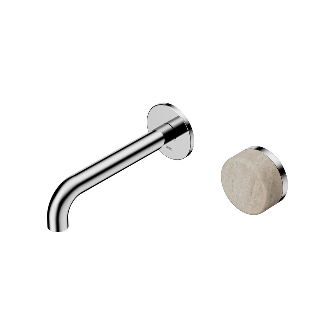 Nero Serenity Progressive Wall Basin Mixer 160mm Spout + Rome Travertine Handle