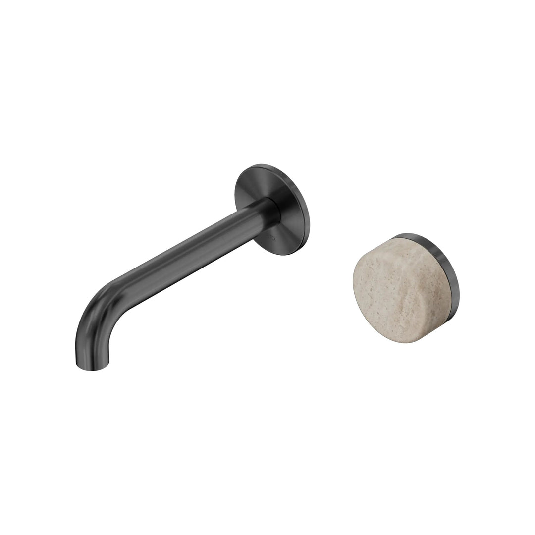 Nero Serenity Progressive Wall Basin Mixer 160mm Spout + Rome Travertine Handle