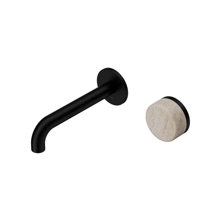 Nero Serenity Progressive Wall Basin Mixer 160mm Spout + Rome Travertine Handle