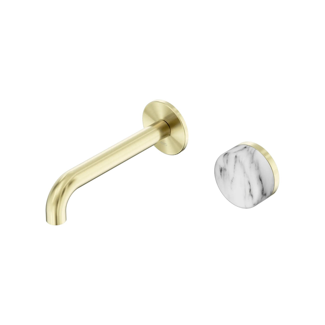Nero Serenity Progressive Wall Basin Mixer 160mm Spout + Arabescato Corchia Handle