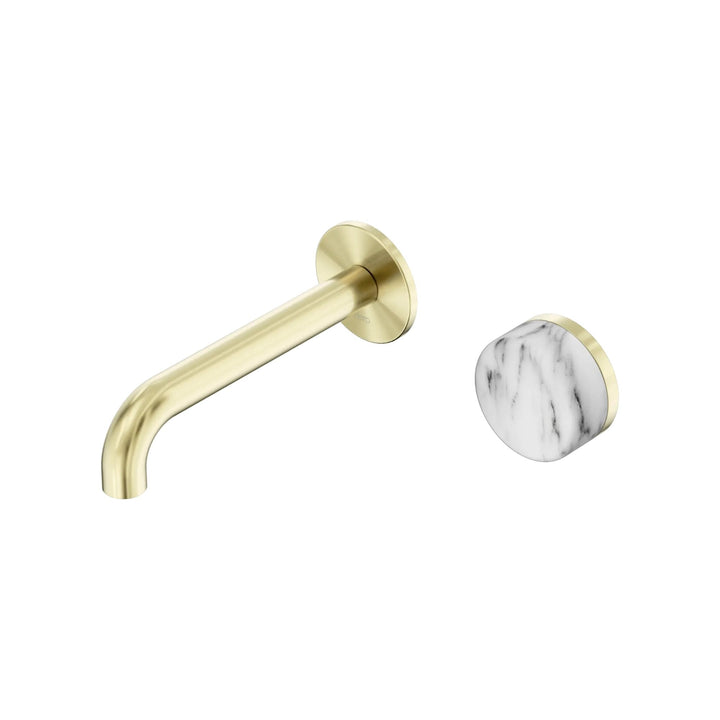 Nero Serenity Progressive Wall Basin Mixer 160mm Spout + Arabescato Corchia Handle