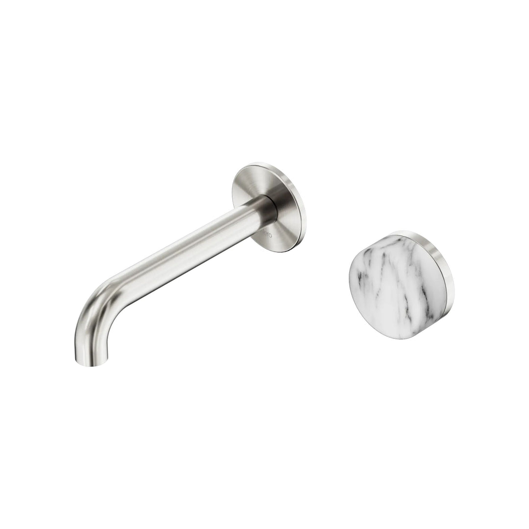 Nero Serenity Progressive Wall Basin Mixer 160mm Spout + Arabescato Corchia Handle