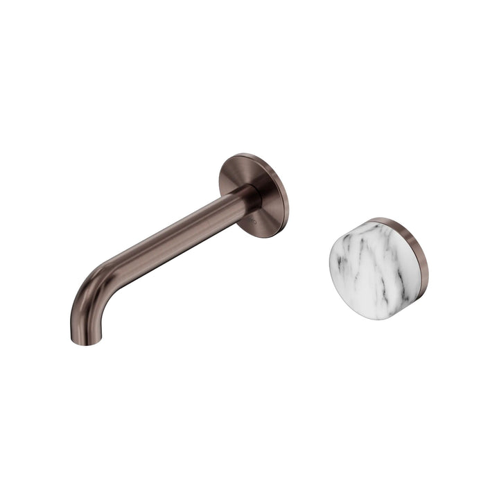 Nero Serenity Progressive Wall Basin Mixer 160mm Spout + Arabescato Corchia Handle