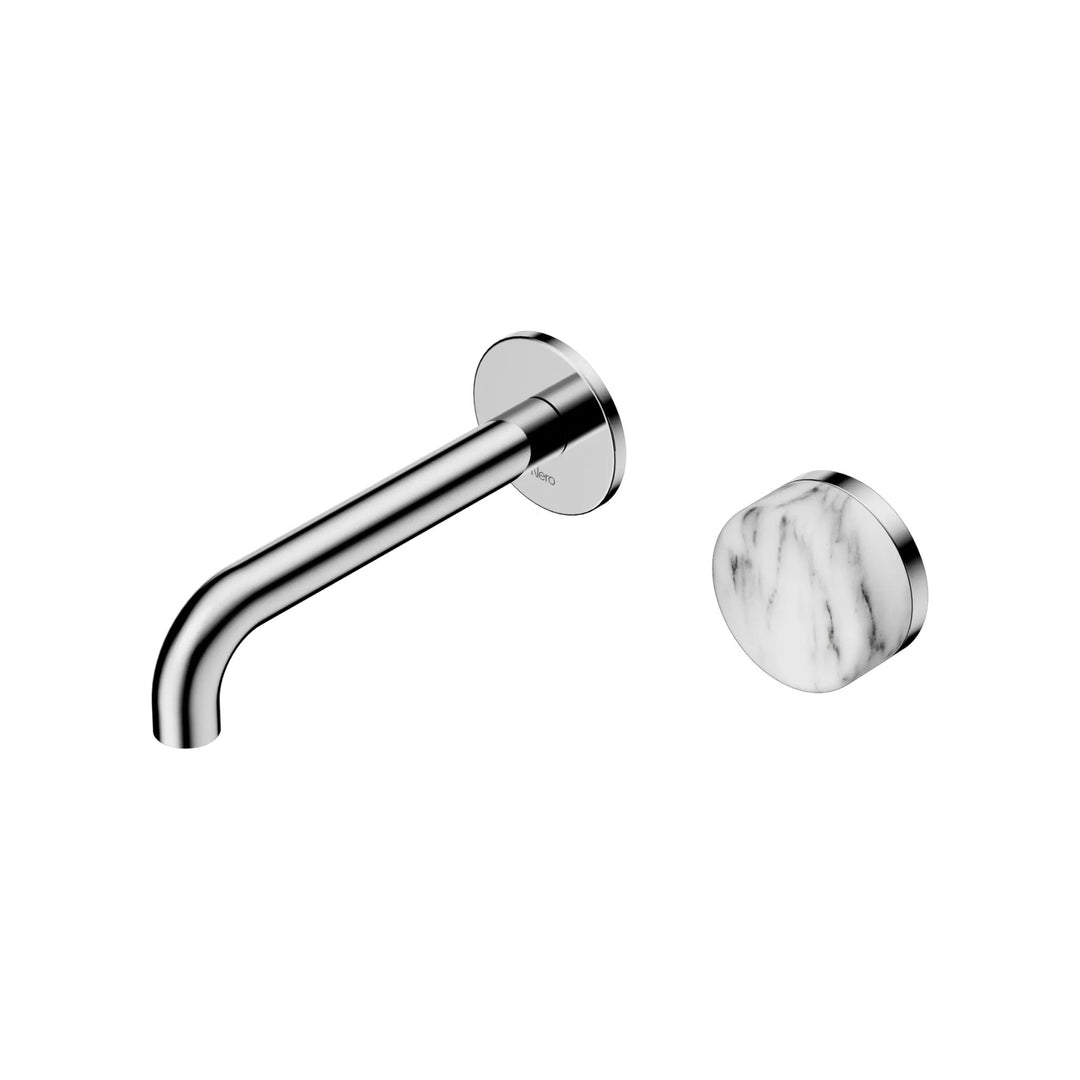 Nero Serenity Progressive Wall Basin Mixer 160mm Spout + Arabescato Corchia Handle