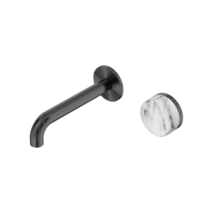 Nero Serenity Progressive Wall Basin Mixer 160mm Spout + Arabescato Corchia Handle
