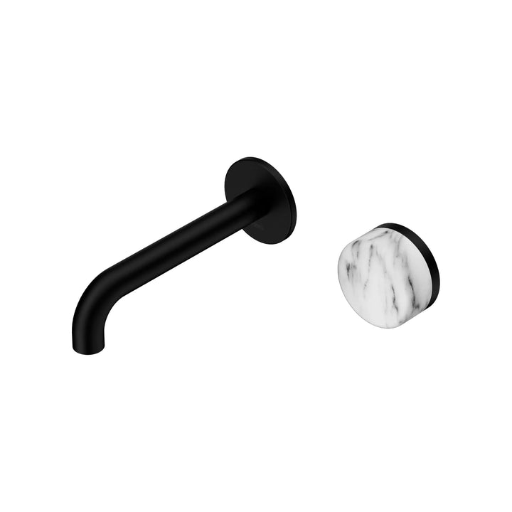 Nero Serenity Progressive Wall Basin Mixer 160mm Spout + Arabescato Corchia Handle