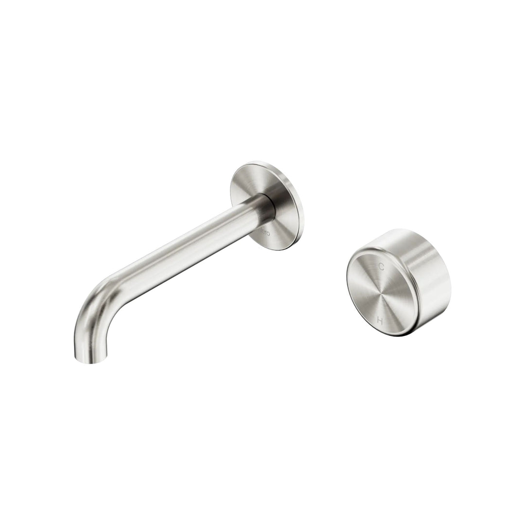 Nero Serenity Progressive Wall Basin Mixer 160mm Spout + Metal Handle