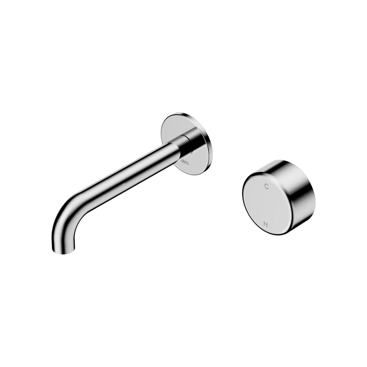 Nero Serenity Progressive Wall Basin Mixer 160mm Spout + Metal Handle