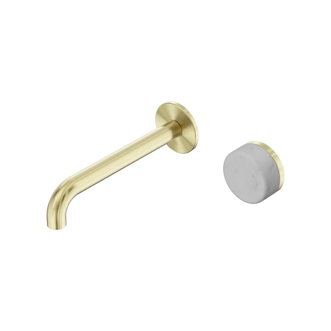 Nero Serenity Progressive Wall Basin Mixer 185mm Spout + Carrara Handle