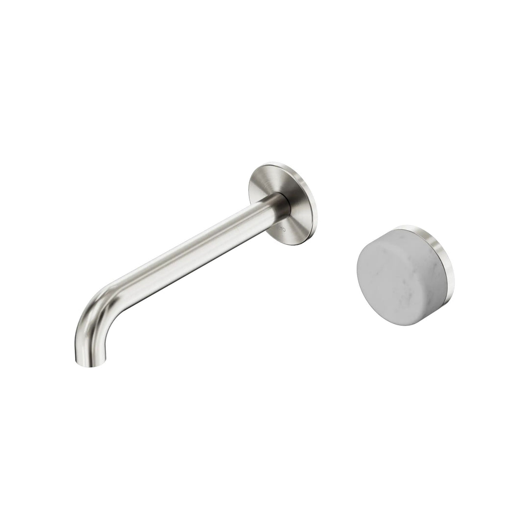 Nero Serenity Progressive Wall Basin Mixer 185mm Spout + Carrara Handle