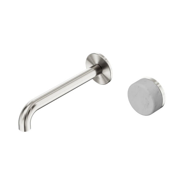 Nero Serenity Progressive Wall Basin Mixer 220mm Spout + Carrara Handle - Design 10