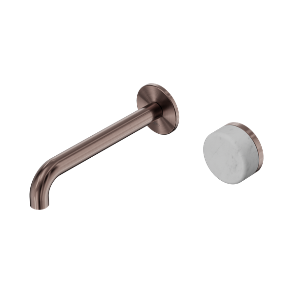 Nero Serenity Progressive Wall Basin Mixer 220mm Spout + Carrara Handle - Design 10
