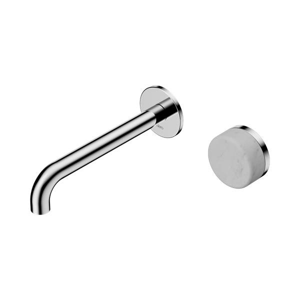 Nero Serenity Progressive Wall Basin Mixer 185mm Spout + Carrara Handle - Design 10