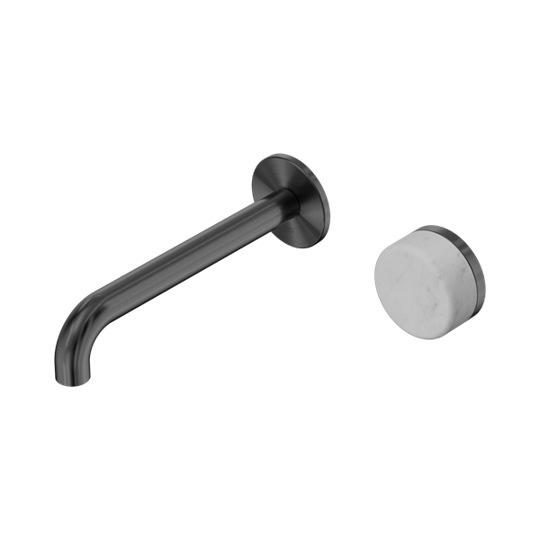 Nero Serenity Progressive Wall Basin Mixer 185mm Spout + Carrara Handle - Design 10