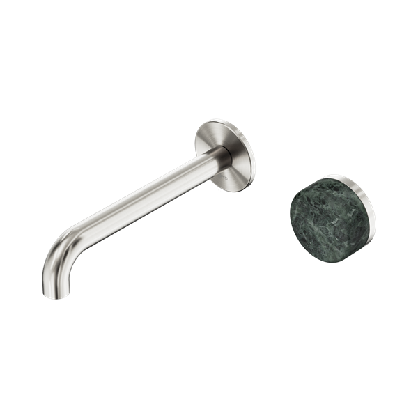 Nero Serenity Progressive Wall Basin Mixer 160mm Spout + Verde Alpi Handle - Design 10