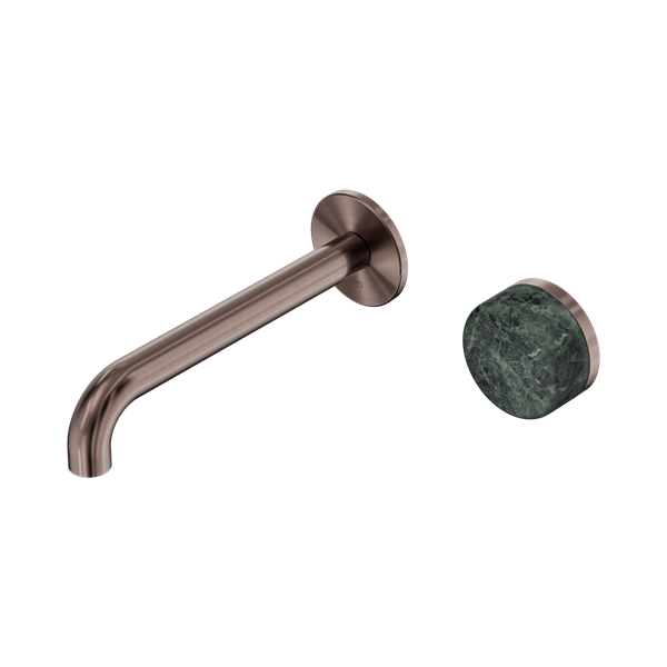 Nero Serenity Progressive Wall Basin Mixer 160mm Spout + Verde Alpi Handle - Design 10