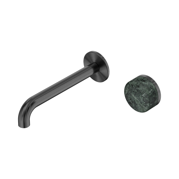 Nero Serenity Progressive Wall Basin Mixer 160mm Spout + Verde Alpi Handle - Design 10